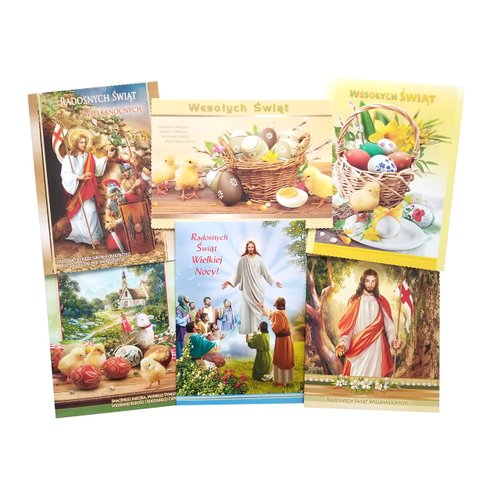 Importer AM Polish Easter Greeting Cards with Glitter (Religious & Secular)