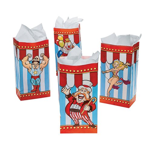 Fun Express - Big Top Paper Bag (dz) for Party - Party Supplies - Bags - Paper Treat Bags - Party - 12 Pieces