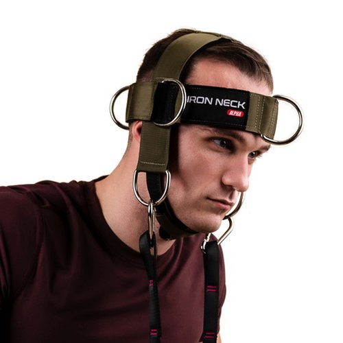 Iron Neck Alpha Training Harness – Neck Harness Workout Accessory – Head Harness/Neck Weight Harness - Neck Training Harness/Weight Lifting Head Harness with Nylon Tether and 2 Carabiners