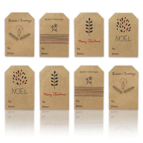 Boho Simple Christmas Gift Tags Holiday Present Stickers, 2 x 3", 100 Total Adhesive Labels