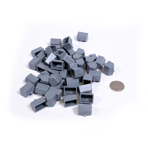 Morrison Games Plastic Hotels: Grey Color Board Game Replacement Hotel (Colored Miniature Town & City Buildings, Board Game Playing Pieces) | 50 Pieces