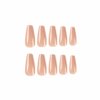 Foccna Coffin Press on Nails Nude Long Acrylic Artificial Nails Simple Glossy Fake / False Nails with Glossy Ballerina Nails for Women and Girls,24Pcs