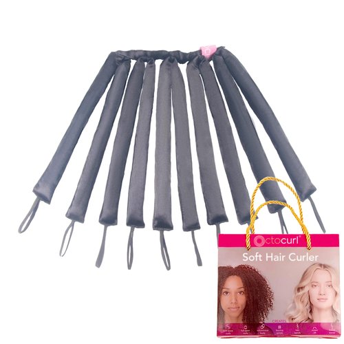Octocurl Satin Heatless Hair Curler - Hair Curlers to Sleep In, Overnight Curls, No Heat, Curlers for Short Hair - 1 Count (Pack of 1), Black