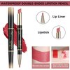 KUNSHNBEI Grapefruit Lip Liner and Lipstick for Women, Long Lasting color 2 in 1 Lipstick with Lip Liner Pencil Combo, Lipliner Pencil, Waterproof 24 Hour lipstick with lip liner