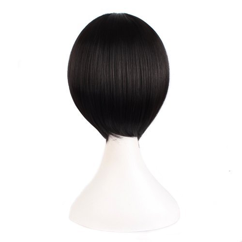 MapofBeauty 12 Inches/30cm Short Straight Cosplay Costume Wig Party Wig (Black)