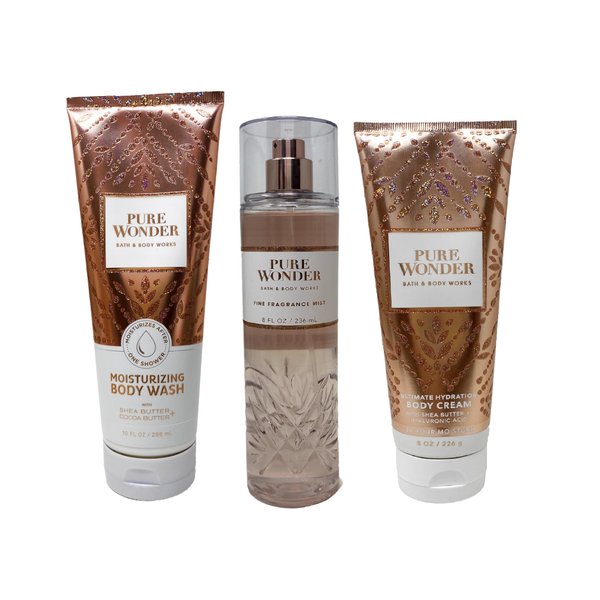 Generic Bath and Body Work Pure Wonder - Trio Gift Set - Fragrance Mist, Body Cream and Moisturizing Body Wash