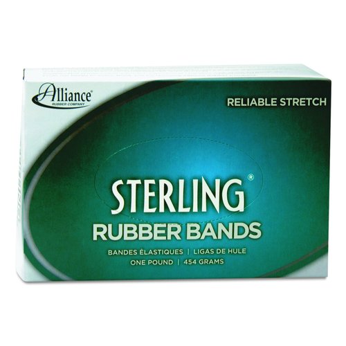 Alliance Rubber 24105 Sterling Rubber Bands Size #10, 1 lb Box Contains Approx. 5000 Bands (1 1/4" x 1/16", Natural Crepe) Beige