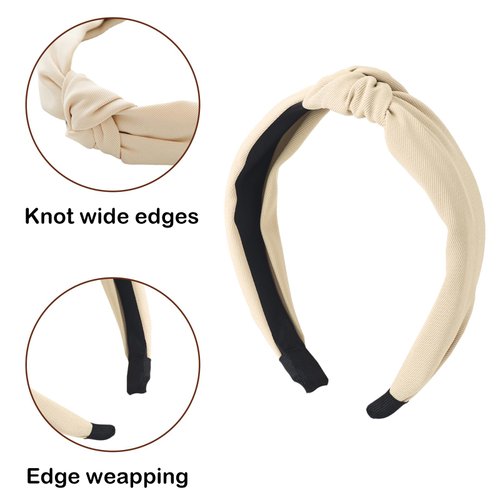 MHDGG 4Pcs Knotted Headbands, Non-Slip Wide Headbands for Women, Fashion Topknot Hair Accessories in Solid Colors