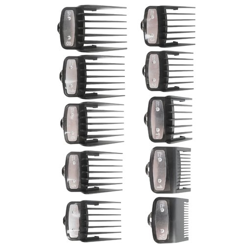 Professional Hair Clipper Guards Guides 10 Pcs Coded Cutting Guides #3170-400- 1/16” to 1” Fits for All Wahl Clippers, For Designer/Icon and 5 Star Balding (Black-10 pcs)