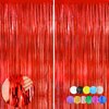 Red Metallic Tinsel Foil Fringe Curtains Backdrop 2Pack 3.3x8.3Ft Red Party Streamers for Birthday Party Decorations Halloween Christmas Decors Foil Curtain Backdrop for Bachelorette Wedding Decors
