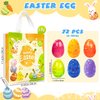 72Pcs 2.36'' Tall Painted Iridescent Marble-like Easter Eggs for Kids Egg Hunt Basket Bag Empty Stuffers Fillers with 1pc Cute Non Woven Bags, Toys Filling Treats and Easter Theme Party Supplies Favor