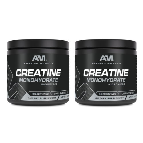 Amazing Muscle Micronized Creatine Monohydrate | 90 Servings | 5000 Mg per Serving | 1 Lb (454 Grams) | Ideal Pre & Post Workout Supplement | Unflavored (2 Pack)