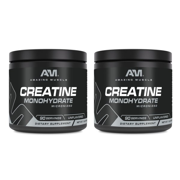 Amazing Muscle Micronized Creatine Monohydrate | 90 Servings | 5000 Mg per Serving | 1 Lb (454 Grams) | Ideal Pre & Post Workout Supplement | Unflavored (2 Pack)