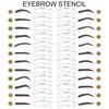 FOCALLURE Eyebrow Stamp and Eyebrow Stencil Kit, 24 Reusable Brow Shape, Sweatproof Eyebrow Powder, Long-Lasting, Easy to Use, Filling and Shaping Perfect Eyebrow Makeup, DARK BROWN