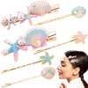 Isslly 6PCS Seashell Hair Clips, Starfish Shell Hair Pins, Pearl Shell Hair Accessories, Colorful Hair Barrettes Hairpins for Women, Girls