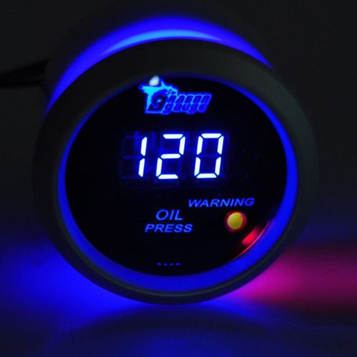 ESUPPORT Car 2" 52mm Digital Oil Press Pressure Gauge Blue LED