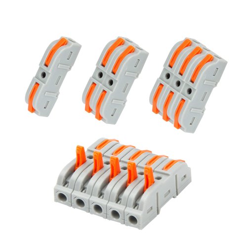 Autuvone 35PCS Lever Wire Nuts Connectors, 1Way Inline Conductors Compact Universal Wire Connectors, Electrical Splicing Connectors Quick Wiring Connect 24AWG