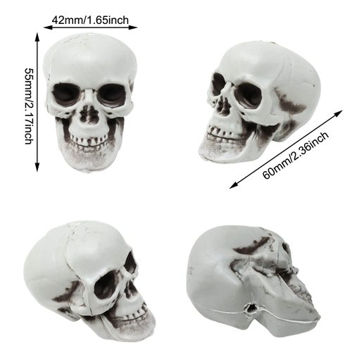 Honbay 6PCS Mini Halloween Skulls Decoration Plastic Fake Skeleton Head Table Decor Prank Props for Halloween Craft Party Favors