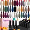 Beetles 23Pcs Christmas Gel Nail Polish Set with Base Gel Glossy Matte Top Coat, Gray Brown Burgundy Red Purple Glitter Gel Polish Set Soak Off Uv Gel Nail Kit for Women Industrial Wave Collection