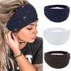 CAKURE Crystal Wide Headbands Rhinestone Head Bands Black Turban Headband Elastic African Head Wraps Sport Hair Bands for Women and Girls Pack of 3