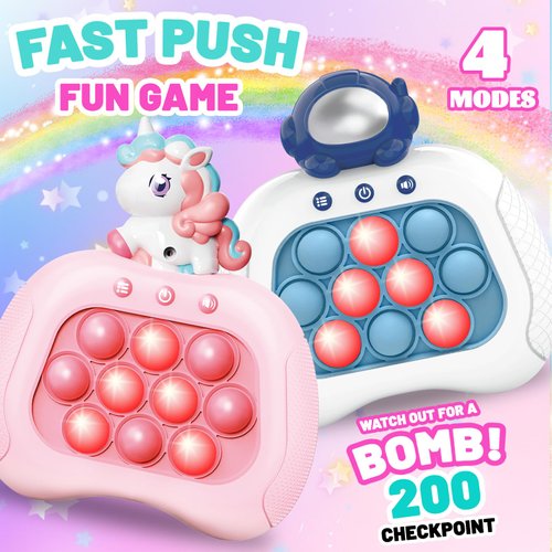 Fast Push Game, Pop Bubble Fidget Toy Quick Push Light Up Popping Game Toys for Ages 4-12, Birthday Gifts for Boys & Girls & Teens