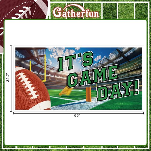 65" x 32.7" Football Banner for Tailgate & Football Party Decorations, Supplies and Photography - Football Party Backdrop