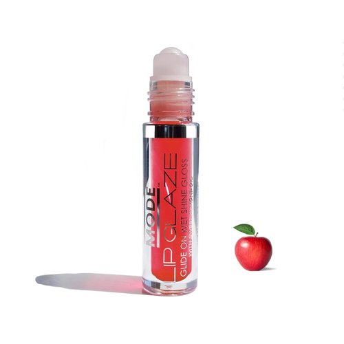 MODE Lip Glaze Flavored Lip Gloss CRISP RED APPLE Flavor Roll On Sweet Wet Delicious Nourishing Shine, Hydrating Moisturizing Natural Skincare Fruit Oils, Made in NY USA