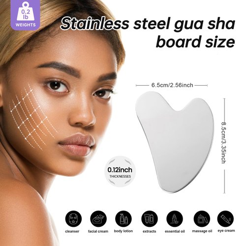 CUTELIILI Stainless Steel Gua Sha - Metal Gua Sha, Gua Sha Facial Tools Stainless Steel, Face Body Treatment, Reduce Puffiness, Lymphatic Drainage, Facial Tension