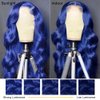 Blue Lace Front Wigs Human Hair Body Wave Wig 13x4 HD Transparent Lace Frontal Blue Wig Human Hair Pre Plucked With Baby Hair 180% Density Dark Blue Colored Glueless Wigs for Black Women 26 Inch