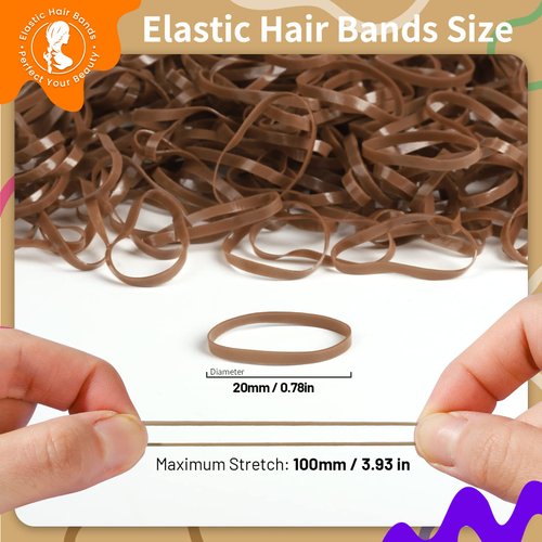 Teenitor Elastic Hair Bands, Rubber Bands for Hair, Small Hair Ties, 300pcs, Light Brown