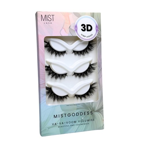 MISTGODDESS Va-Va-Voom Volumise 3D False Eyelashes, Fluffy Effect Curl, Cat Eye, Comfortable, Easy Application, Reusable Strip Lashes, Waterproof, 5 Pairs Pack by Mist Lash