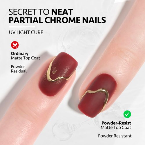 GAOY Matte Gel Top Coat for Gel Nail Polish, 16ml Powder-Resist Matte Finish for Detail Chrome Powder Painting Long Lasting UV Gel Nail Art DIY