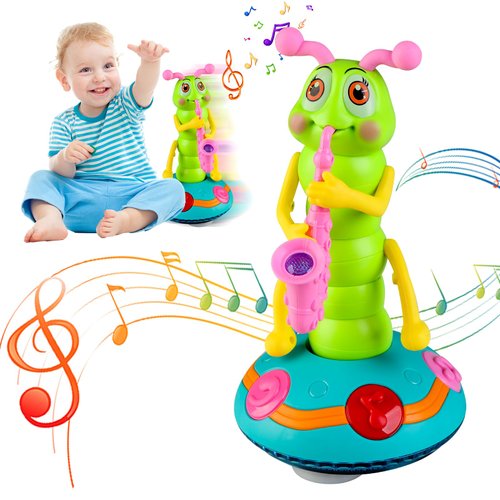 Children's Electric Caterpillar Saxophone Toys,Dancing Caterpillar Saxophone,Dancing Saxophone Caterpillar Toy,Electric Caterpillar Dance Toy for 0-3 Year Olds Kids Learning Toys