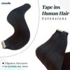 Tape in Hair Extensions Remy Human Hair Dark Brown Tape in Extensions for Thin Hair Invisible Seamless Straight Tape in Color #2 Brown Real Human Hair Extension 16 Inch 50g 20pcs