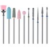 URAQT Nail Drill Bits Set, 10 pcs Electric Nail Drill Bits Kit 3/32, Professional Cuticle Polishing Bits for Acrylic Gel Nails, Electric Nail Files Manicure Pedicure Drill Tool