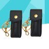 2pcs Clip- on Sleeve Key Chain Holder Leather Lip Balm Pouch Storage Bags Fashion Lipstick Case with Key Ring Portable for Women Girls Key Organizer Keychain