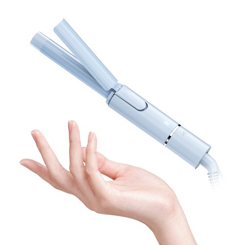 Ceramic 3/4 Inch Mini Curling Iron for Short Hair, Small Hair Curler Iron for Travel, Dual Voltage Curling Wand for Worldwide Trip(Baby Blue)