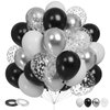 Funhot Black and Silver Balloons Set, 60PCS Black Silver Party Balloon, 12Inch Matt Black Latex Balloons Metallic Silver Confetti Balloons for Birthday Engagement Wedding Graduation Party Decoration