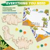 Dinosaur Party Favors - Pre-Packaged Set of 12 DIY Wooden Dinosaur Painting Set with Paint & Personalized Cards