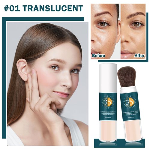 QIUFSSE Mineral Sunscreen Powder SPF Powder for Face Oil Control Long Lasting Sunscreen Powder for Face Natural Light Breathable Translucent Powder Setting Powder Makeup #01 Translucent