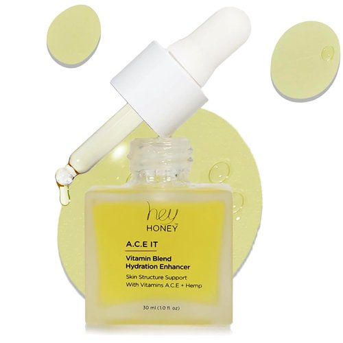 Hey Honey Skincare A.C.E. IT Blend Drops Vitamin A Vitamin C Vitamin E | Skin Treatment Dew Drops | Anti Aging Face Oil targets Wrinkles & Uneven Skin Texture, Visibly Brighten & Smooth | 1 Oz