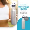 Simply Green Solutions - Stainless Steel Water Bottle for School, Workout, & Work, Reusable Water Bottles for Women & Men, Wide-Mouth Water Flask, 24oz Water Bottle w/Screw-On Lid, Brushed Stainless