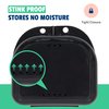 Mrs. Odonto Retainer Case - Pack of 2 - Odorless Mouth Guard Case - Ventilated, Durable & Hygienic for Carrying and Protecting Braces, Dentures & Aligners - 3.14 x 3.14 x 1.1 - (Black)