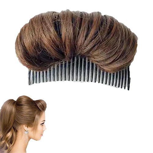 DPWOUM Invisible Fluffy Hair Pad, Bump Up Comb Clip Bun Hair, False Hair Clip Fluffy Princess Styling Hair Pad Hairpin for Girls Women Thinning Hair Accessories (Light Brown)