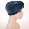 Fxhixiy Women's Stretch Velvet Twist Pleasted Hair Wrap Turban Hat Cancer Chemo Beanie Cap Headwear (Teal)