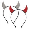 ELEARD Halloween Devil Horn Headband for Women Red Silver Rhinestone Devil Horns Halloween Party Costume Headband Hair Accessories