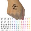 Mr and Mrs Heart and Arrow Wedding Temporary Tattoo Water Resistant Fake Body Art Set Collection - Yellow (One Sheet)
