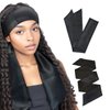 YANTAISIYU 2 Pcs Satin Edge Laying Scarf Hair Wrap Wigs Grip Band Wrapping Head Fashion Headband for Laying Lace Frontal Wigs Non Slip Hair Wrap Headband for Yoga, Makeup, Facial, Sport (Black)