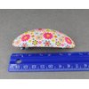 Pink white yellow barrette floral oval plastic curved hair clip 3.25 inches long 1.25 inches wide daisy flowers
