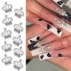 20Pcs Crown Nail Charms Silver Luxury Nail Rhinestones for Gold Silver Luxury Nail Gems Crafts Alloy Exquisite Crown Nail Art Charms Designs Acrylic Silver Nails Shiny for Women DIY Decoration